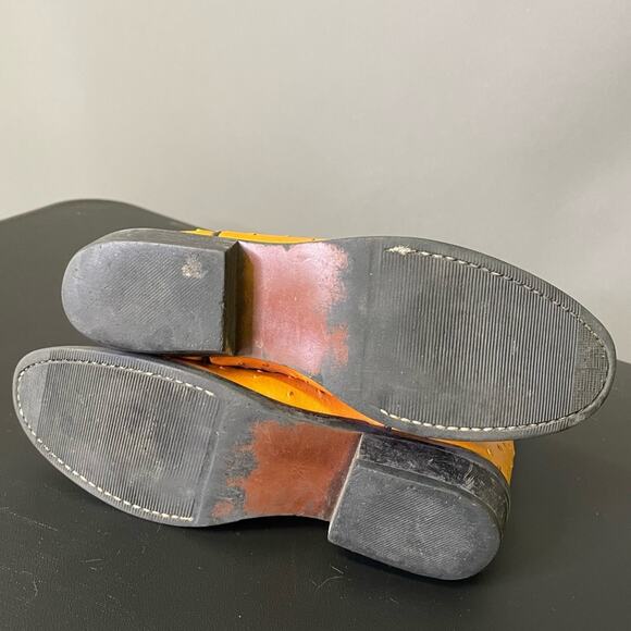 Acme Cowboy Boots Vintage Faux Ostrich Size 4.5 Orange Brown 90s Western Rodeo - Picture 9 of 9